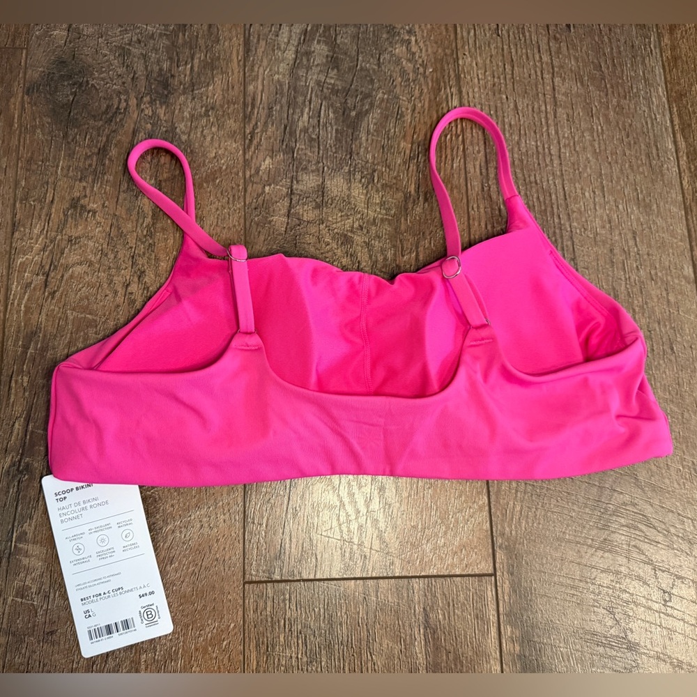 Athleta NWT SCOOP BIKINI SWIM TOP Hot Pink Sz L - Picture 3 of 5